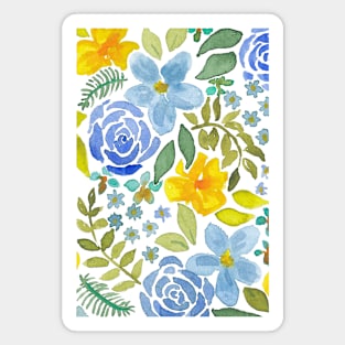 Bright Blue & Yellow Floral Magnet